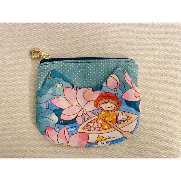 Rabbit & strawberry Coin Purse – Zipper Pouch Gift for Cat and Bunny Lovers - Picture 8 of 9